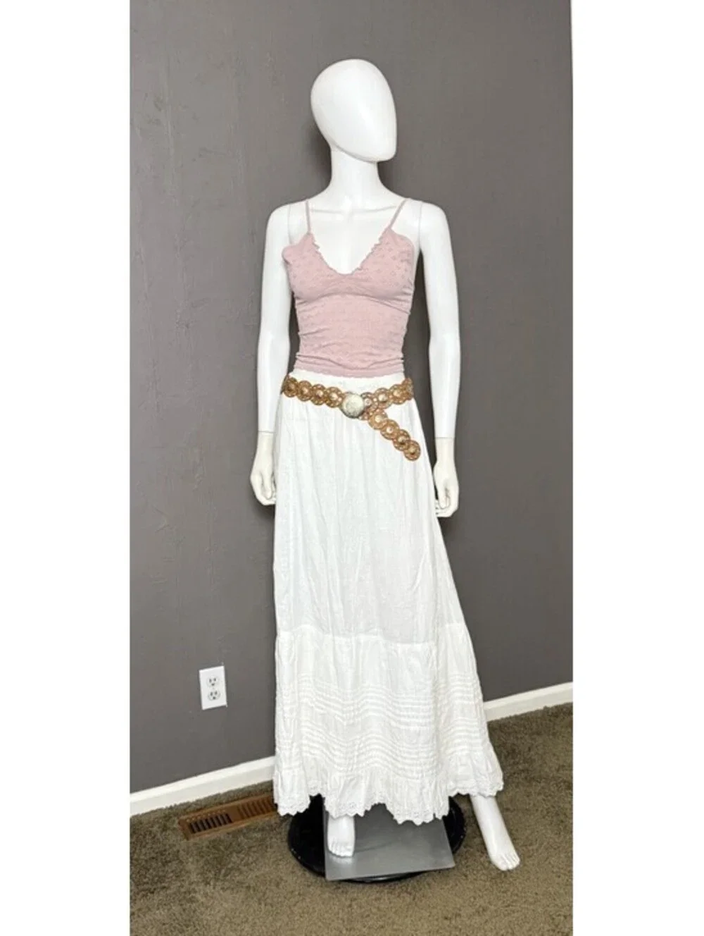 Free People Baby Follow Your Arrow Tan Leather Disc Belt One Size